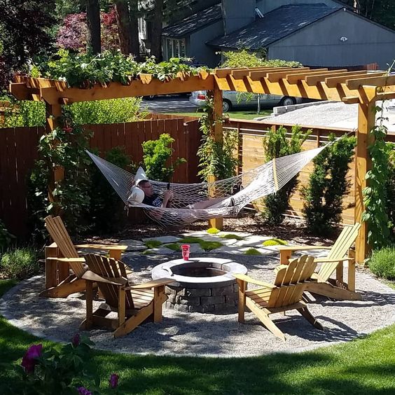 Pergola Hammock Firepit